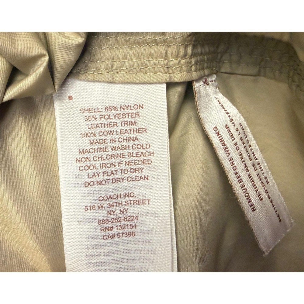 Coach Rain Coat Womens Large Beige Mid Length Zip Jacket Drawstring Pockets - Picture 4 of 10